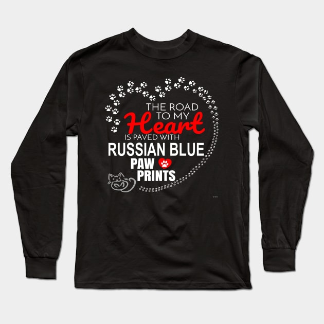 My Russian Blue Paw Prints - Gift For Russian Blue Parent Long Sleeve T-Shirt by HarrietsDogGifts